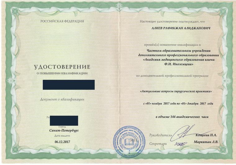 Актуальные вопросы хирургической практики — Алиев Рафикжан Алижанович